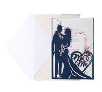 BFLCWSTD Invitaciones Boda 25 uds. Tarjeta de invitaciones boda for novia y novio, tarjeta invitación felicitación con corazón amor, suministros decoración for fiesta del Día San Valentín(Blue set)