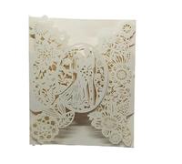 BFLCWSTD Invitaciones Boda 50 Uds. Tarjeta de invitaciones boda, flores for novio, bolsillo, tarjeta invitación y felicitación, suministros decoración for fiesta(Beige Cover,12x14.5cm)