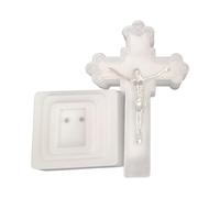 BFLKY Cruz decorativa con luz LED, funciona con pilas, estatua de crucifijo para decoración religiosa cristiana de Pascua, boda