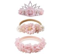 BFNAAgirl Diadema de flores para bebé niña, diadema elástica con flores, accesorios para el cabello para niños (090, tamaño elástico)