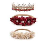 BFNAAgirl Diadema elástica de nailon con flores para bebé, 3 piezas, accesorios para el cabello, regalo para niñas (9562)