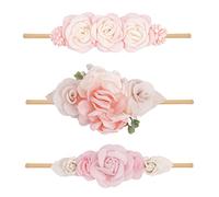 BFNAAgirl Diadema elástica de nailon con flores para bebé, 3 piezas, accesorios para el cabello, regalo para niñas (YM8)