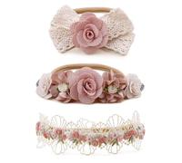 BFNAAgirl Diadema elástica de nailon con flores para bebé, 3 piezas, accesorios para el cabello, regalo para niñas (9561)