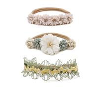 BFNAAgirl Diadema elástica de nailon con flores para bebé, 3 piezas, accesorios para el cabello, regalo para niñas (9571)