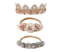 BFNAAgirl Diadema elástica de nailon con flores para bebé, 3 piezas, accesorios para el cabello, regalo para niñas (9572)