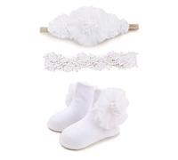 BFNAAgirl Juego de diademas y calcetines de nailon para bebé niña con pajarita y flores, diademas elásticas para el pelo, accesorios para el cabello, regalo para recién nacidos y niños pequeños (W-5)