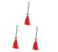 BFNDSSEOU Piezas de Calabaza, artesanía China, decoración de Crafts Calabaza Borla Colgante Llavero Decoración del Coche 3 Piezas Rojo Dorado(Red)