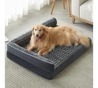BFPETHOME Cama ortopédica extragrande para perros, cama para mascotas en forma de L para perros de hasta 100 libras, impermeable, funda extraíble lavable, base antideslizante, 48 x 35 x 7.5 pulgadas