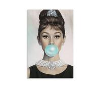 BFQMBKJUQ Póster de Audrey Hepburn en lienzo para sala de estar, dormitorio, sala de juegos, oficina, pósteres de 40 x 60 cm, estilo sin marco