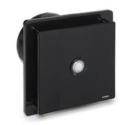 BFS150P-B - Ventilador de baño negro con frontal de vidrio y detector de movimiento PIR de 150 mm