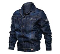 BFSGBFNTMD Nueva Chaqueta Vaquera Informal para Hombre, Chaqueta De Solapa con Varios Bolsillos De Talla Grande para Chico Duro