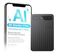 BFSign Note Pro - Grabadora de voz AI de 64 GB con transcripción, traduce en tiempo real 100 idiomas, minutos de reuniones de IA y mapas mentales, diseño magnético, batería de 400 mAh