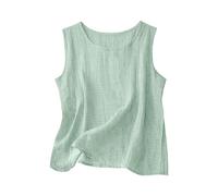 BFSWL Camiseta sin mangas para mujer, de verano, tallas grandes, cuello redondo, muselina, suelta, monocolor, sin mangas, parte superior, verde menta, 5XL Grande