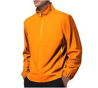 BFSWL Chubasquero para hombre, impermeable, transpirable - Chaqueta cortavientos ligera sin capucha - Chaqueta funcional con cremallera fina - Chaqueta softshell para exteriores para camping, pesca