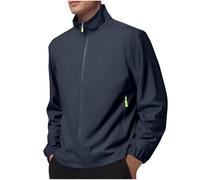 BFSWL Chubasquero para hombre, impermeable, transpirable, ligero, sin capucha, chaqueta funcional con cremallera fina, chaqueta softshell para camping, pesca, senderismo, marine, 4XL