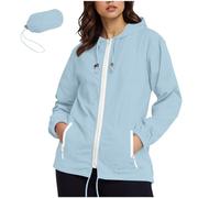 BFSWL Chubasquero para mujer, impermeable, transpirable, ligero, plegable, con capucha, color liso, manga larga, azul claro, L