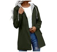 BFSWL Chubasquero para mujer, tallas grandes, ligero, impermeable, de entretiempo, de manga larga, con capucha, Verde militar., S