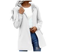 BFSWL Chubasquero para mujer, tallas grandes, ligero, impermeable, de entretiempo, de manga larga, con capucha, Blanco, L