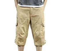 BFSWL Pantalones 3/4 para hombre, de algodón, ligeros, tallas grandes, color liso, para exteriores, color liso, caqui, 5XL Grande