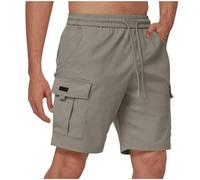 BFSWL Pantalones cargo para hombre, largos hasta la rodilla, tallas grandes, pantalones cortos de verano con cintura elástica, gris, 3XL