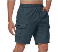 BFSWL Pantalones cargo para hombre, largos hasta la rodilla, tallas grandes, pantalones cortos de verano con cintura elástica, marine, 5XL