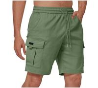 BFSWL Pantalones cargo para hombre, largos hasta la rodilla, tallas grandes, pantalones cortos de verano con cintura elástica, Verde militar., 4XL