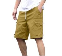 BFSWL Pantalones cortos cargo para hombre con goma elástica, varios bolsillos, bermudas, monocolor, hasta la rodilla, pantalones cargo de verano, pierna recta, pantalones de ocio, pantalones cortos