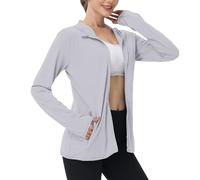 BFSWL Ropa de protección UV para mujer, chaqueta de manga larga transpirable de verano, sudadera con capucha de protección solar, chaqueta deportiva, protección UV, camiseta deportiva, chaqueta de
