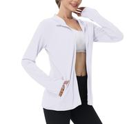 BFSWL Ropa de protección UV para mujer, de manga larga, chaqueta de verano, transpirable, con capucha, protección solar, chaqueta deportiva, protección UV, chaqueta deportiva, chaqueta para correr