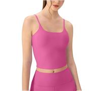 BFSWL Yoga Camisole Damen Spaghetti Tank Tops mit abnehmbares Brustpolster Slim Fit Enges Sport Shirts Sommer Tops Y2K Crop Tops Fitness Cami Shirt für Frauen Rundhals Tshirt, P-ink, M