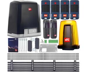 BFT Deimos AC Kit A800 MAG - Accionamiento automático para puerta corredera de 800 kg y puerta corredera de 12 m con 4 mandos a distancia, cremallera de 5 m, luz de alarma, barrera de luz para puerta