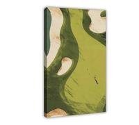 BFTIUTG Póster de lienzo con vista aérea de un campo de golf minimalista, para decoración de dormitorio, oficina, habitación, regalo, 60 x 90 cm