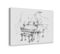 BFTIUTG Póster minimalista abstracto de piano de jazz, boceto, 4 lienzos, decoración de dormitorio, paisaje, oficina, habitación, regalo, 40 x 60 cm
