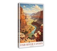 BFTIUTG Póster vintage de viaje de Fish River Canyon, póster de lona para decoración de dormitorio, oficina, habitación, regalo, 12 x 18 pulgadas (30 x 45 cm)