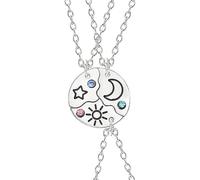 BFUZXY Cadena de la amistad, cadenas Bff para 3/4 Friend,Cadena de la amistad Mejores Amigos,Mujeres Cadenas de la Amistad Sol Estrellas Luna Cristal Cadena Colgante Juego de Collar, M, Metal, Abulón