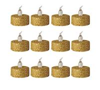 BFYDOAA 12 pequeñas velas LED con purpurina, velas votivas sin llama para Navidad, propuestas de matrimonio, regalos y celebraciones de festivales (dorado)