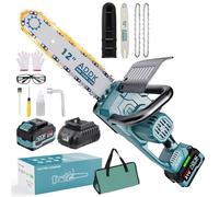 BFYDOAA 12 Pulgadas Motosierra a Bateria 6000mAh, 950W Motor sin escobillas 21V Motosierra Eléctrica, Motosierra de Mano Inalámbrica para Ramas y Jardinería - 2 Cadenas,13m/s Velocidad