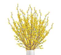 BFYDOAA 4 Ramas Artificiales de Forsythia de 100cm, Flor de Jazmín de Invierno de Color Amarillo Sintético, Tallos Largos, Arreglo Floral de Primavera para Jarrón Alto/de Piso, Centro de Mesa