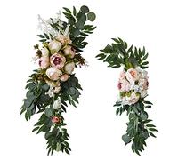 BFYDOAA Juego de 2 guirnaldas de flores artificiales para bodas, centros de mesa, decoración de flores de arco