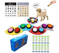 BFYDOAA Juego de botones parlantes para perros - 8 colores de botones grabables, 4 alfombrillas, calcomanías y baterías, zumbador de comando de perro para comunicación y entrenamiento de mascotas