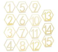 BFYDOAA Números Y Soporte de Mesa de Acrílico, Soportes para Tarjetas de Lugar de Números de Mesa de 1 a 15 con Base para Bodas, Recepciones, Fiestas, Eventos, Centros de Mesa(Dorado)