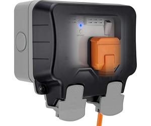 BG Electrical - Enchufe de pared con doble conmutación para exteriores, resistente a la intemperie, USB, extensor Wi-Fi, Nexus Storm, gris, 13 A, clasificación IP66, WP22WR
