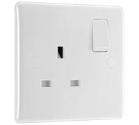 BG Electrical - Enchufe de pared con un solo interruptor, borde redondo, serie Nexus 800, color blanco, 13 A, 821