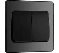 BG Electrical Evolve - Interruptor de luz doble, 20 A, 2 vías, basculante ancho, negro cromado