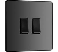 BG Electrical Evolve - Interruptor de luz doble, 20 A, 2 vías, cromo negro