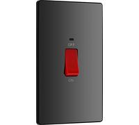 BG Electrical Evolve - Interruptor rectangular de doble polo con indicador de alimentación LED, 45 A, negro cromado