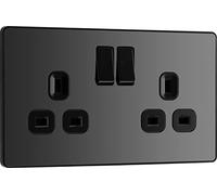 BG Electrical EVOLVE NEGRO CROMADO (NEGRO) DOBLE INTERRUPTOR DE 13A