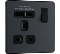 BG Electrical Evolve - Toma de corriente conmutada única + 2 puertos de carga USB (2,1 A)
