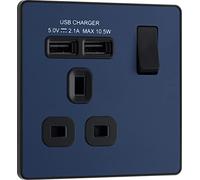 BG Electrical Evolve - Toma de corriente conmutada única + 2 puertos de carga USB