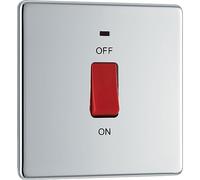 BG Electrical FPC74-01 - Unidad de control de cocina de doble polo con indicador de alimentación, 45 amperios, cromo pulido